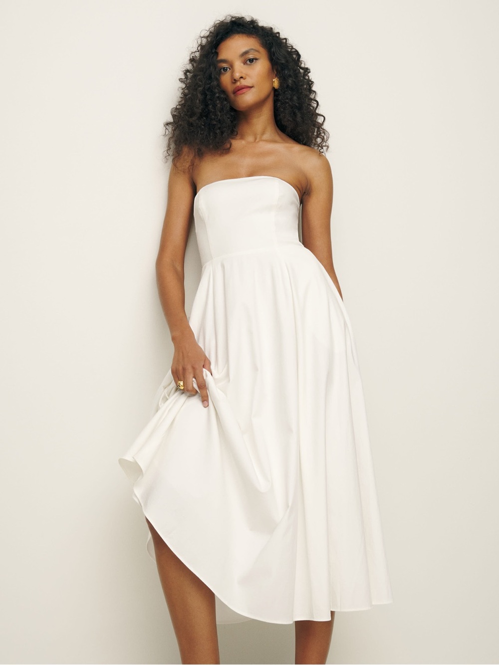 Reformation Astoria Strapless White Midi Dress - Never Worn!